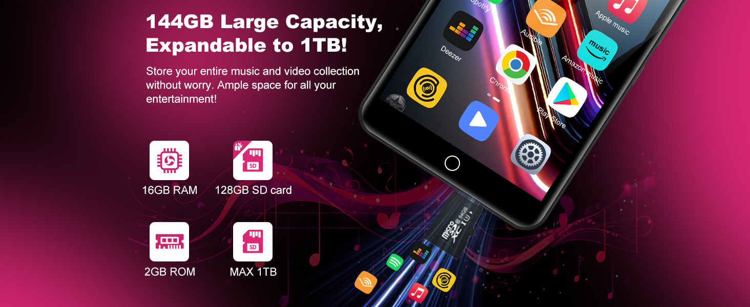 144GB MP3 Player with Bluetooth and WiFi