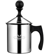 Milk Frother 14oz (400ml) Non electric,Easy to Clean, Can Warm Milk Directly, Also for cold milk,...