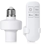 Remote Control Light Socket, 15/30/60mins Timing Screw in E26/E27 Bulb Holder, No Wiring, Wall Mo...