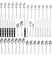 48-Piece Silverware Set with Steak Knives Stainless Steel Flatware Set for 8 Food Grade Tableware...