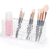 minimaliving Pen Holder,Sparkling Diamond Pattern Acrylic Makeup Brush Holder,Modern Pencil Holde...