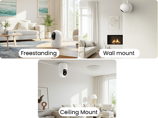 Multiple Mounting Options: freestanding; wall mount; ceiling mount