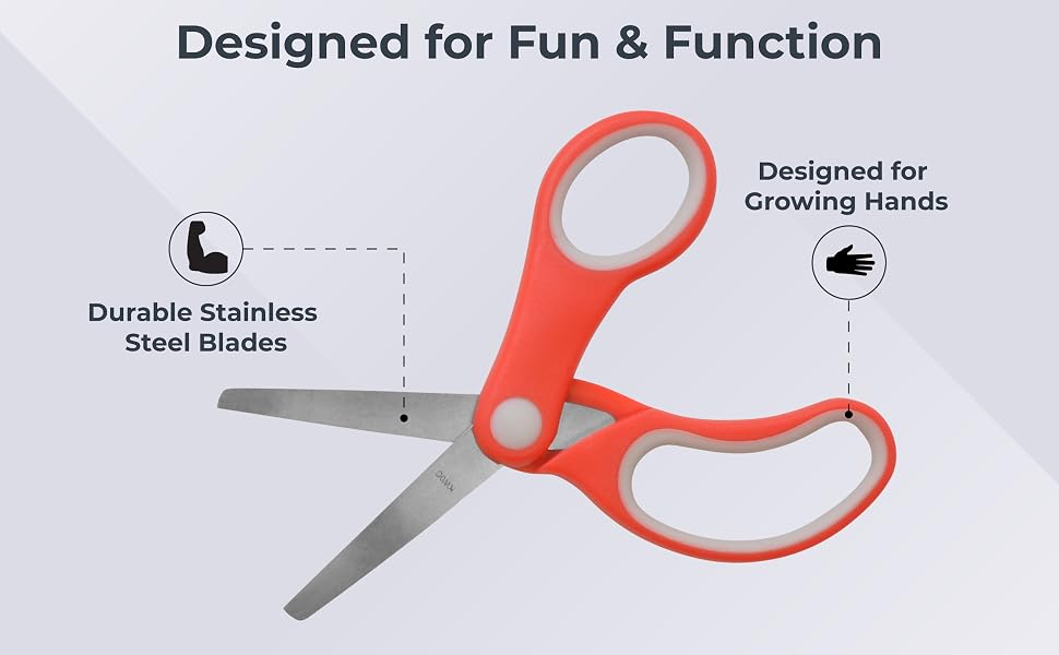 5&amp;#34; Safety Scissors, Safety-Edge Blades, Designed for Growing Hands, Stainless Steel