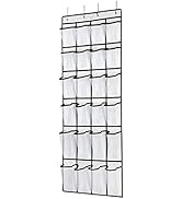 SAVERHO Over The Door Shoe Organizer, Hanging Shoe Organizer with 24 Mesh Large Pockets Door Shoe...