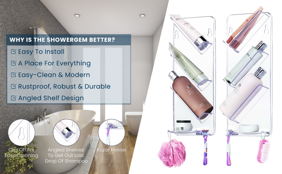 ShowerGem Caddy and bath shelf