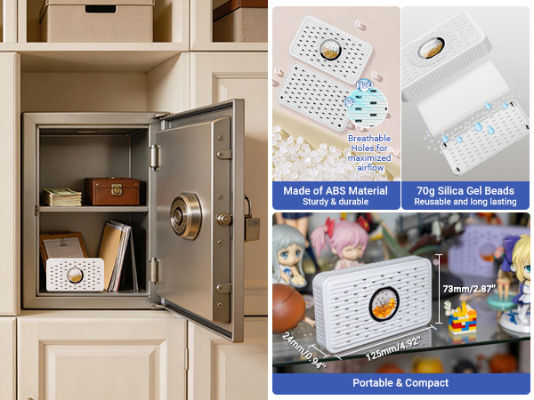 Auto Power-off USB C Rechargeable Gun Safe Dehumidifier Desiccant