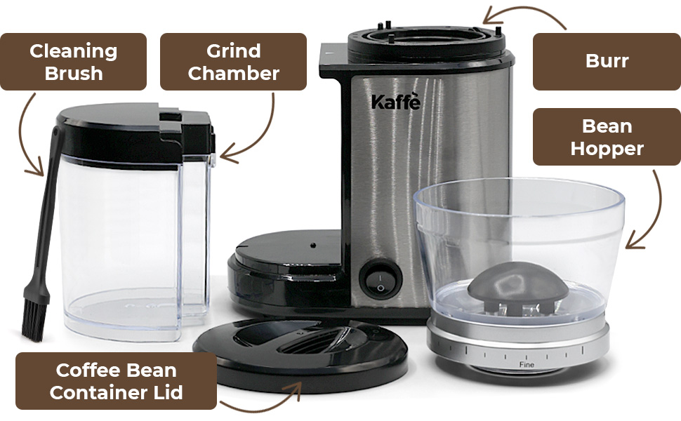 Kaffe Burr Coffee Grinder Electric Adjustable Settings for Precision Coffee Bean Grinding
