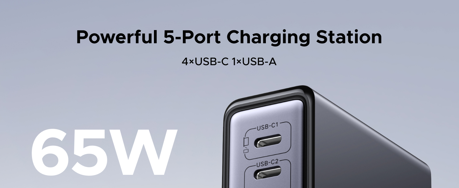 Powerful 5-Port Charging Station