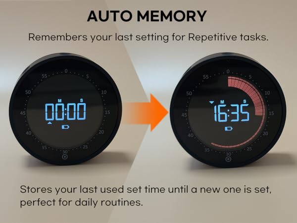 CreaViva Digital Kitchen Timer, Countdown/Up, Backlight, Visual timer, auto memory