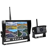 EVERSECU Digital HD 1080P Wireless Car Backup Camera with 9 inch Wireless 4ch Quad Display Monito...