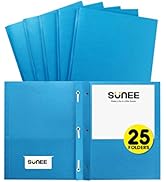 SUNEE 2 Pocket Folders with Prongs (25/Pack, Blue), Paper Folders with 2 Pockets and 3 Prongs Fit...
