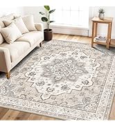Washable 5 x 5 Square Area Rug: Water Resistant Durable Rugs Low Pile Soft Kitchen Carpet with No...