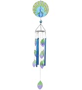 MUMTOP Wind Chimes for Outside-Glass Peacock Wind Chime - Deep Tone Windchimes Outdoors Unique fo...
