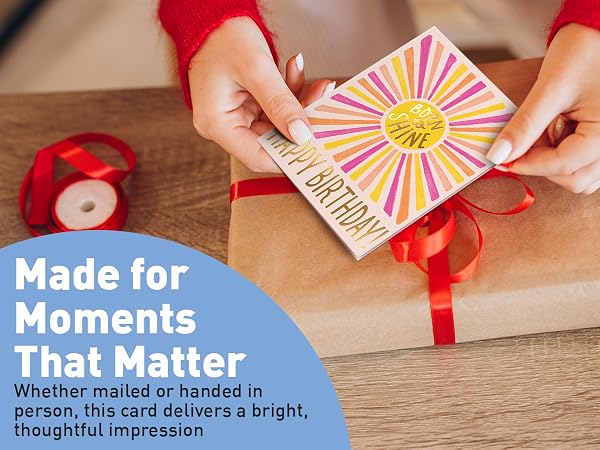 birthday card on gift or being handed at a celebration
