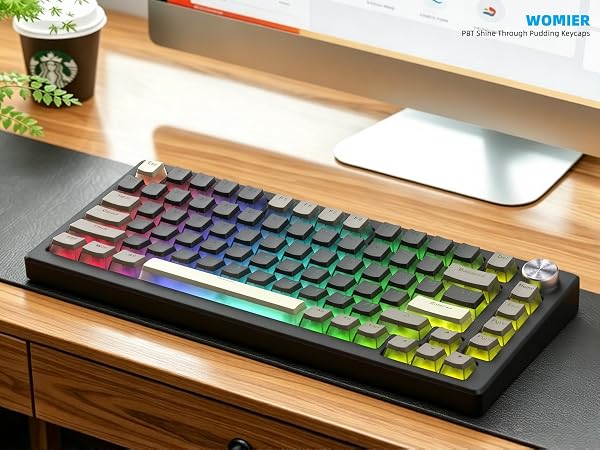 Pudding Keycaps, PBT Shine Through Keycaps 143 Keys Set Custom Key caps