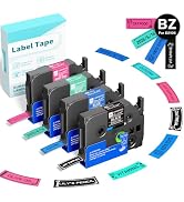 EazeID BZ Color Label Tape 12mm 0.47 Inch Laminated Chip Tape Refills for D210S H1100 E1000 D480B...