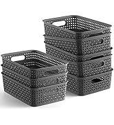[ 8 Pack ] Plastic Storage Baskets - Small Pantry Organization and Storage Bins - Household Organ...