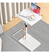 TV Tray Table for Couch, Height Adjustable/360° Swivel/180° Flip-Over Panel Design C-Shaped End T...