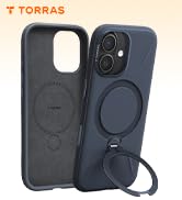 TORRAS Ostand Q3 Silicone for iPhone 17 Case, Fit for MagSafe, 360 Ring Holder Kickstand, Soft Li...