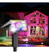 Solar Spot Lights Outdoor 2-Pack Multicolor IP65 Waterproof RGB - 6 Colors, 2 Modes, 105° Adjusta...