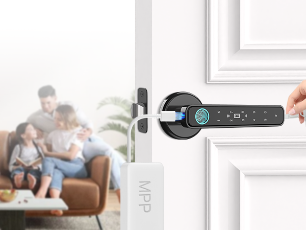 doorknob with keypad; smart door lock with handle; passcode door lock; bedroom door lock with key;