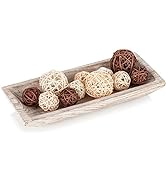 Hanobe Decorative Wood Dough Bowl: Long Wooden Bowl for Entry Way Table Home Decor - Coffee Table...