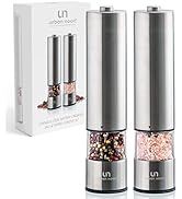 Electric Salt and Pepper Grinder Set - Battery Operated Stainless Steel Mill with Light (Pack of ...