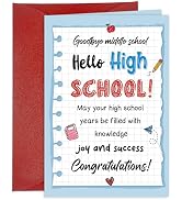 LIJUGITF 8th Grade Graduation Card - Goodbye Middle School Hello High School Card with Envelope, ...