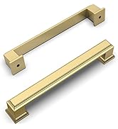 Amerdeco 10 Pack Brushed Brass Drawer Pulls 5 Inch Hole Center Brushed Gold Cabinet Pulls Cabinet...
