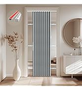 Jilron Accordion Door Curtain,Adhesive Curtain Track Mounting, 100% Blackout Doorway Curtains, fo...