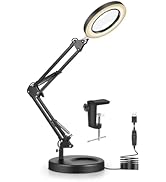 VITOTC 10X Magnifying Glass with Light and Stand, 2-in-1 Magnifier with Light, 5 Color Modes LED ...