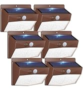 Peasur 6 Packs Solar Outdoor Lights Motion Sensor Solar Security Lights Waterproof with 3 Lightin...