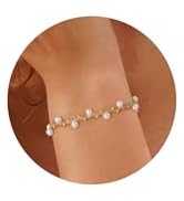 Turandoss Gold Pearl Bracelets for Women Jewelry Gifts - 14K Gold Plated Cultured Pearls Bracelet...