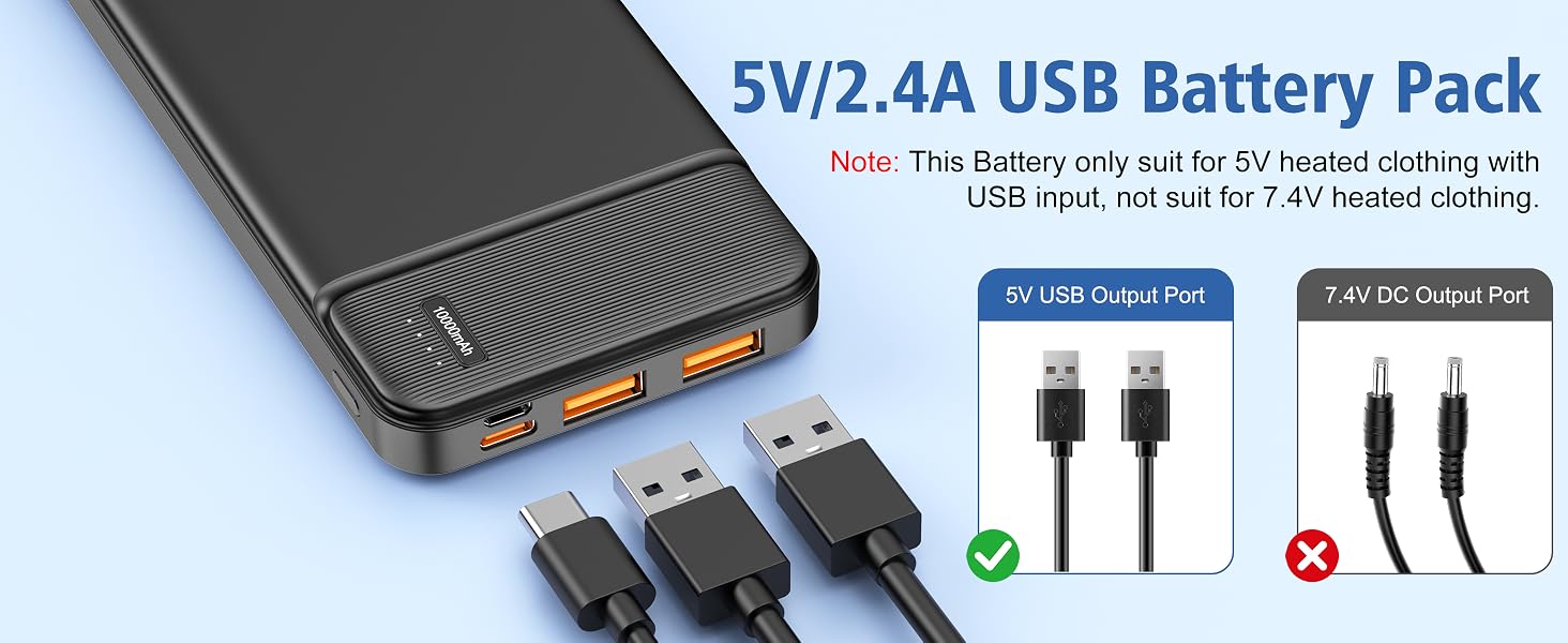 battery pack heated vest heated jacket power bank portable charger