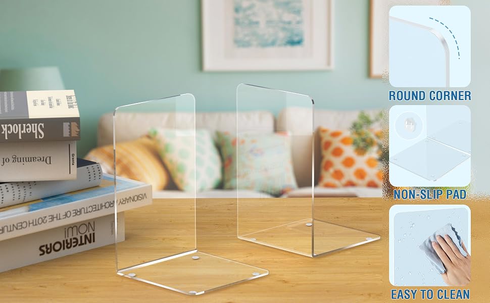 bookends book ends holder stoppers shelf stand organizer clear holders shelves bookend acrylic