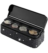 carleef Bling Coin Holder for Car,4 Compartment Car Organizers and Storage with Rhinestones Compa...