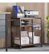 Furist Printer Stand with Storage, Mobile Printer Table for Home Office, Desktop Shredder Shelf w...