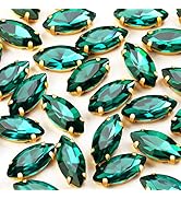 50Pcs Sew on Rhinestones 9x18 mm Flatback Glass Rhinestones Horse Eye Rhinestones with Gold Claw ...