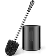 Toilet Brush, Compact Size Toilet Bowl Brush with Stainless Steel Handle, Small Size Plastic Hold...