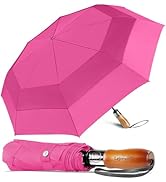 Lejorain Large Folding Golf Umbrella - Compact Mens Umbrellas Travel Rain and Windproof 54inch Co...