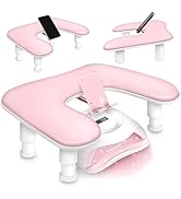 U Shaped Arm Rest for Nails Tech with 360° Rotating Phone Holder - Adjustable Nail Arm Rest with ...