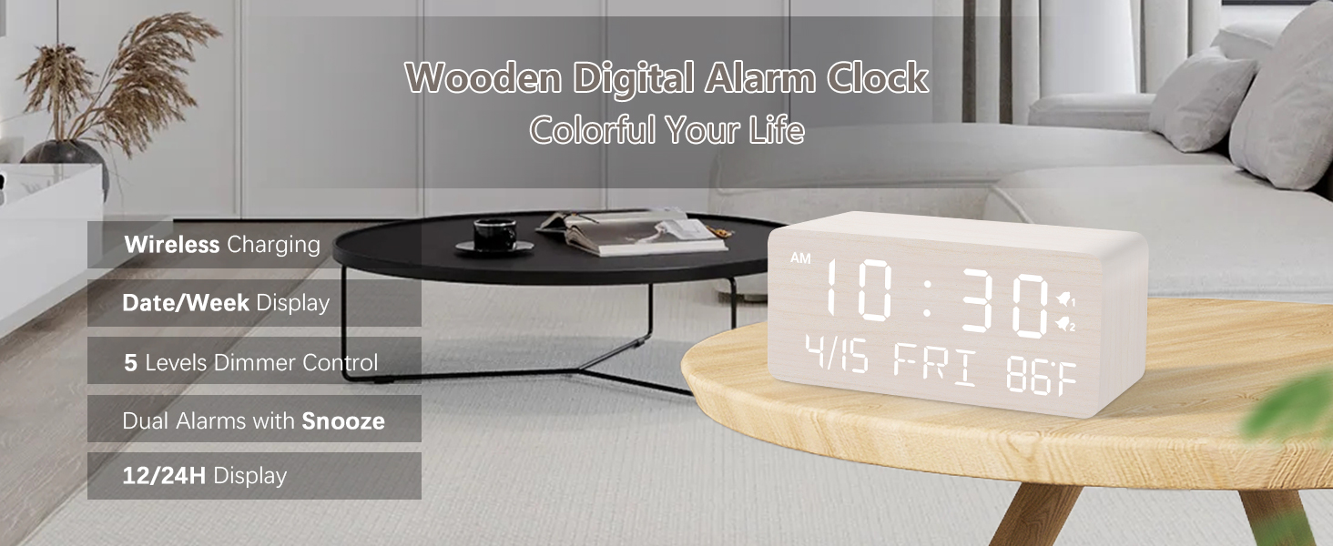 Wooden Digital Alarm Clock