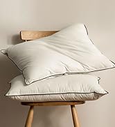 BPC Goose Feather Down Pillows Queen Size, 100% Organic Cotton Cover - Luxury Bed Pillows Queen S...