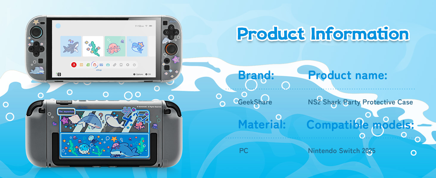 Text reads 'Product Information'. Gaming device display showing blue background with product specifications layout and device illustration.
