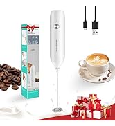 HAUSHOF Powerful Rechargeable Milk Frother, Handheld USB Type-C Electric Foam Maker for Coffee La...
