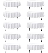 Dailyset 10-Pack White Round Tablecloths, 70 Inches, Stain-Resistant Polyester for 3-4 Ft Round T...