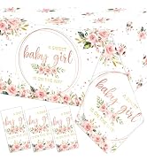 Pymurod 3pcs Baby Girl Tablecloths - Rose Gold Floral Baby Shower Table Cloth for Girl Baby Showe...