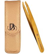Beauty Power Professional Tweezers in Case - Slant, Durable Lightweight German Stainless Steel, U...