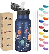 Han's Bottle Kids Water Bottle with Straw Lid - Insulated Stainless Steel Reusable Tumbler for Gi...