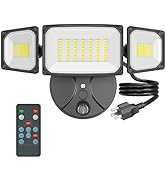 Onforu Dusk to Dawn Outdoor Lighting,60W Plug in LED Flood Lights,Outdoor Lights with Remote,6000...